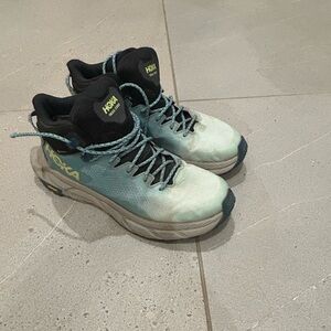 Hoka Black and Teal hiking shoes